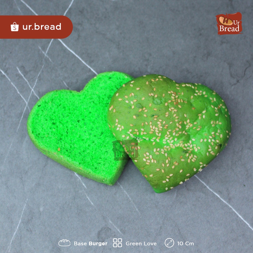 Roti Burger Love Hijau 10cm | Base Burger Love 10cm Green