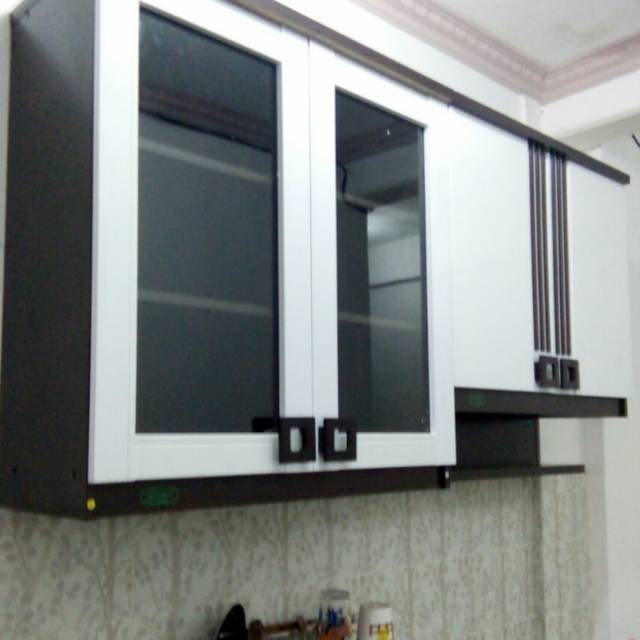 Kitchen set/lemari dapur atas jati 4 pintu/rak bumbu