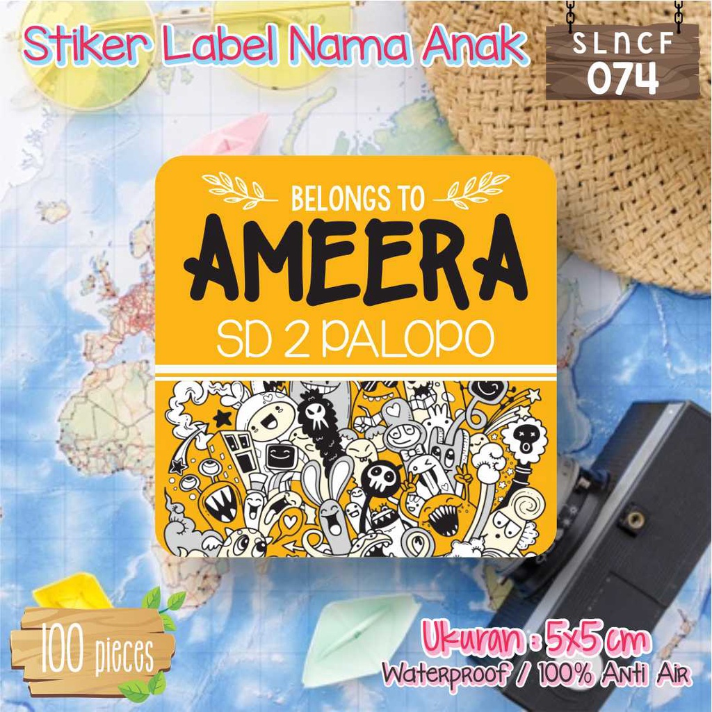 

stiker label nama anak murah sekolah anti air sticker buku SLNCF 074