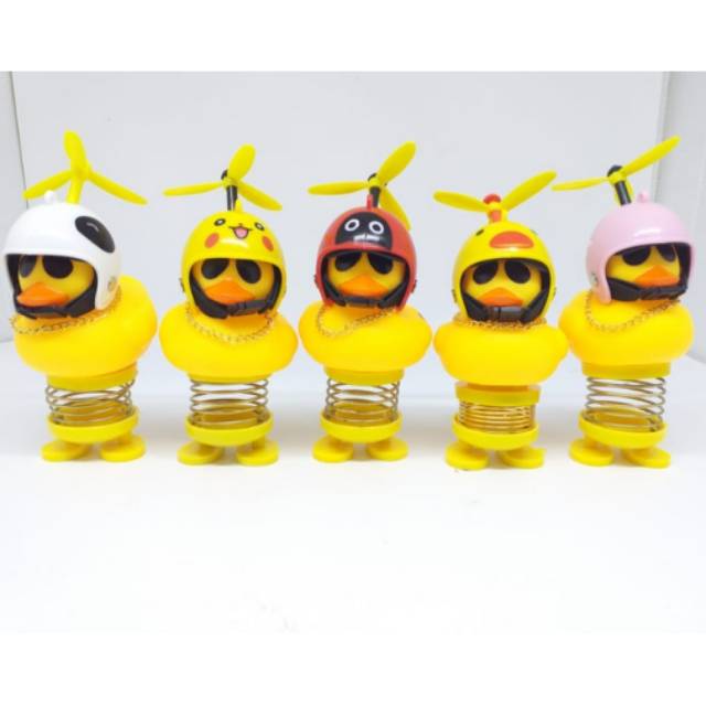 Bebek Helm Spring Doll LED / Bebek Kuning / Bebek Baling / Mainan Anak Sepeda / Dasboard Mobill