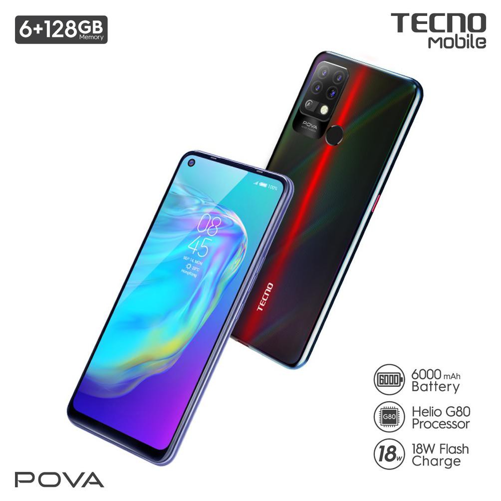 ✨ BISA COD✨ Tecno - POVA - 6GB+128GB Octa Core G80 2.0GHZ 6000mAh - Dazzle Black TERJAMIN Kode