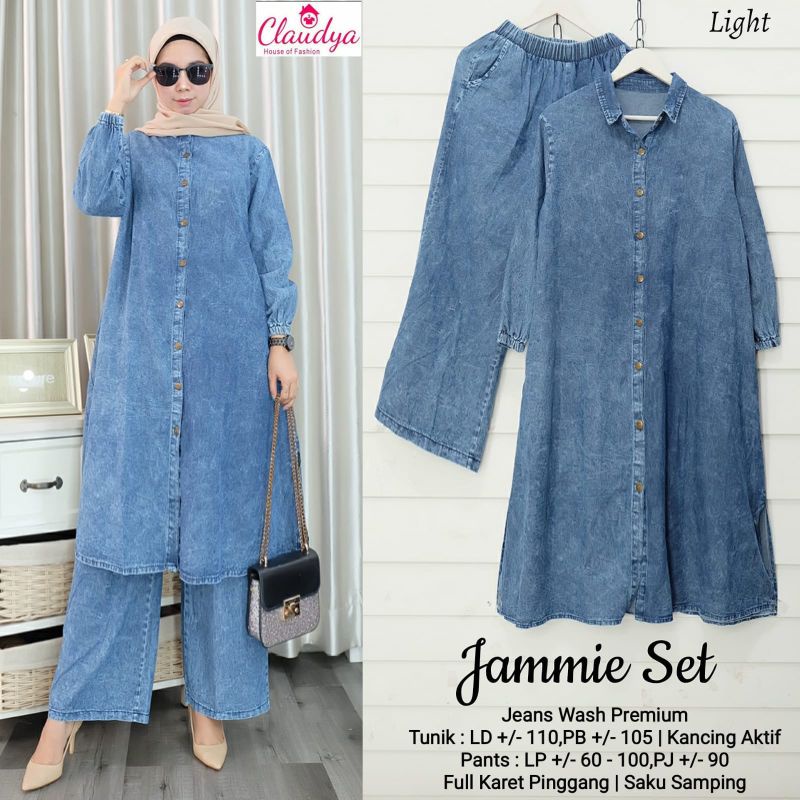 Jammie Set Wanita Jeans Wash Premium Original Product