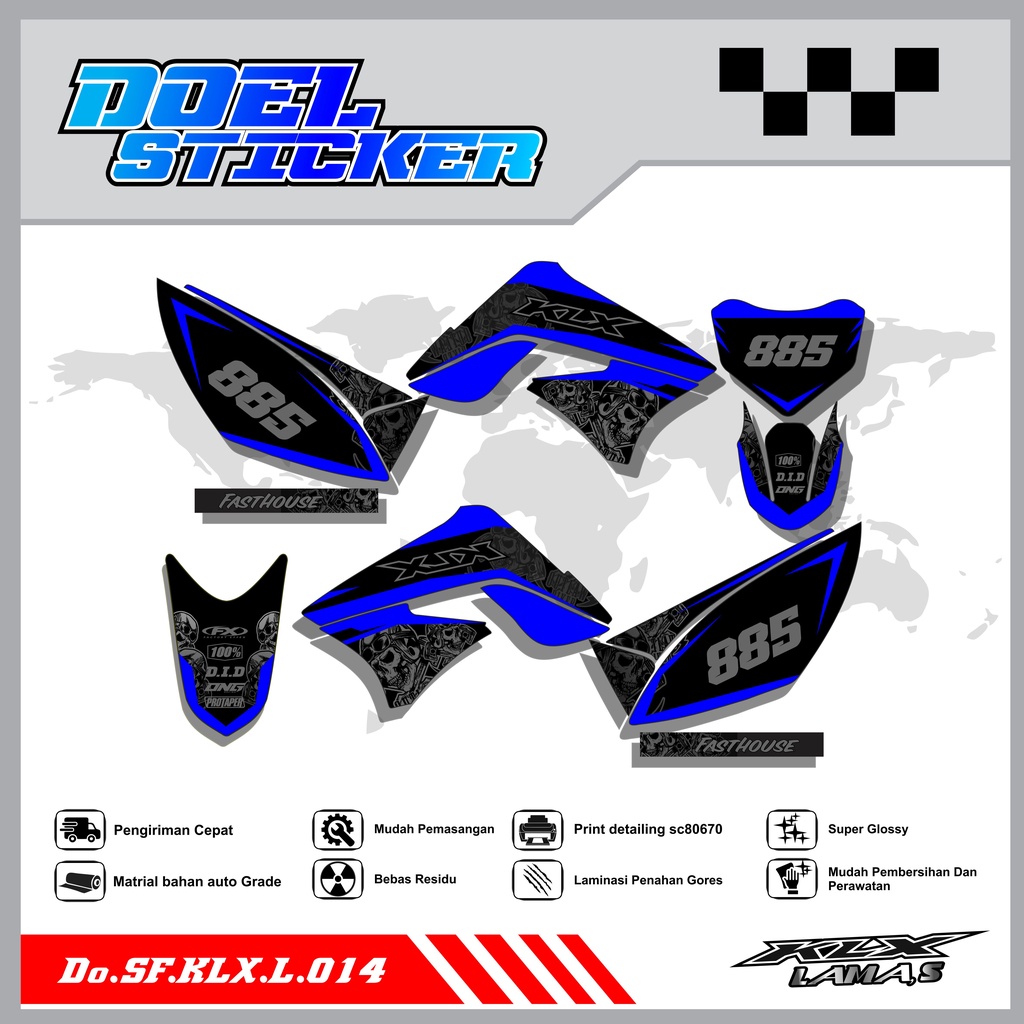 Sticker Striping Honda KLX L , S Lama List Variasi Hologram , Crome Doel 014