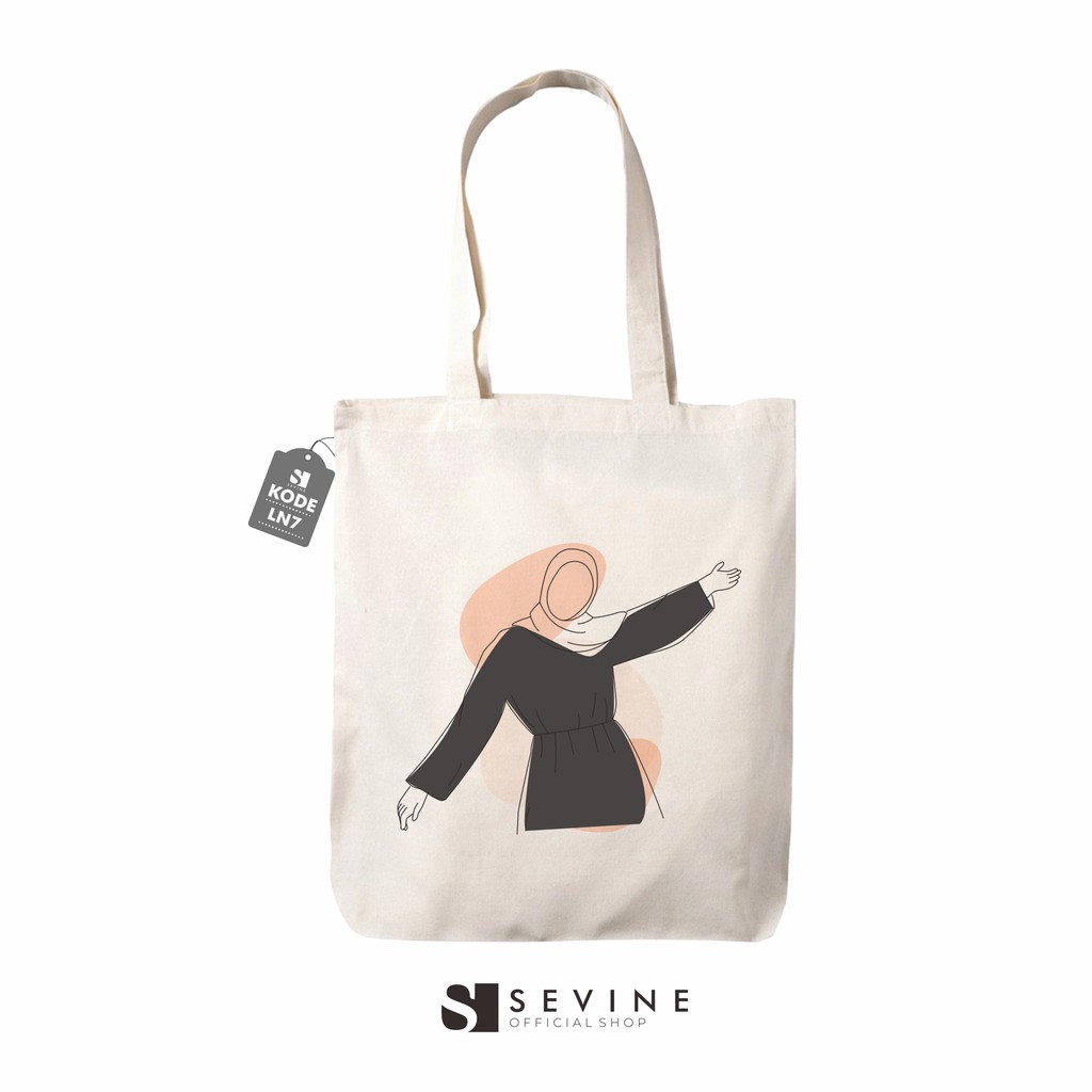 Sevine Tas Totebag Wanita Tote Bag Resleting Aesthetic Line Art Nordic - LN