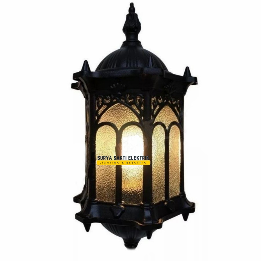 LAMPU DINDING MINIMALIS KLASIK HITAM EROPA OUTDOOR SETENGAH MUNCUL