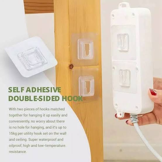 Gantungan Tempel Socket Hook Plus Minus 1Set Transparan Pengait Serbaguna