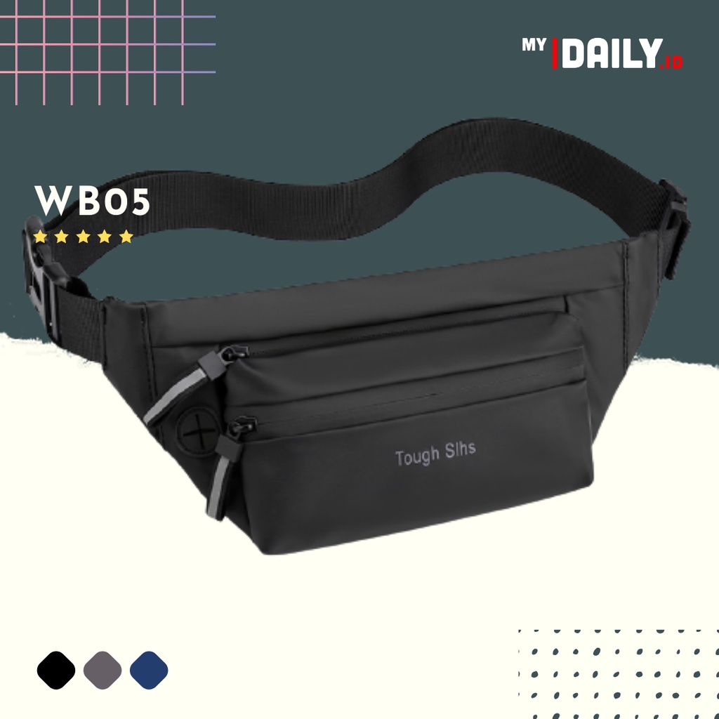 [myDaily.id] Tas Selempang Pria Anti Air Waistbag Waterproof Haoshuai Tough Slhs - WB05 / 3393