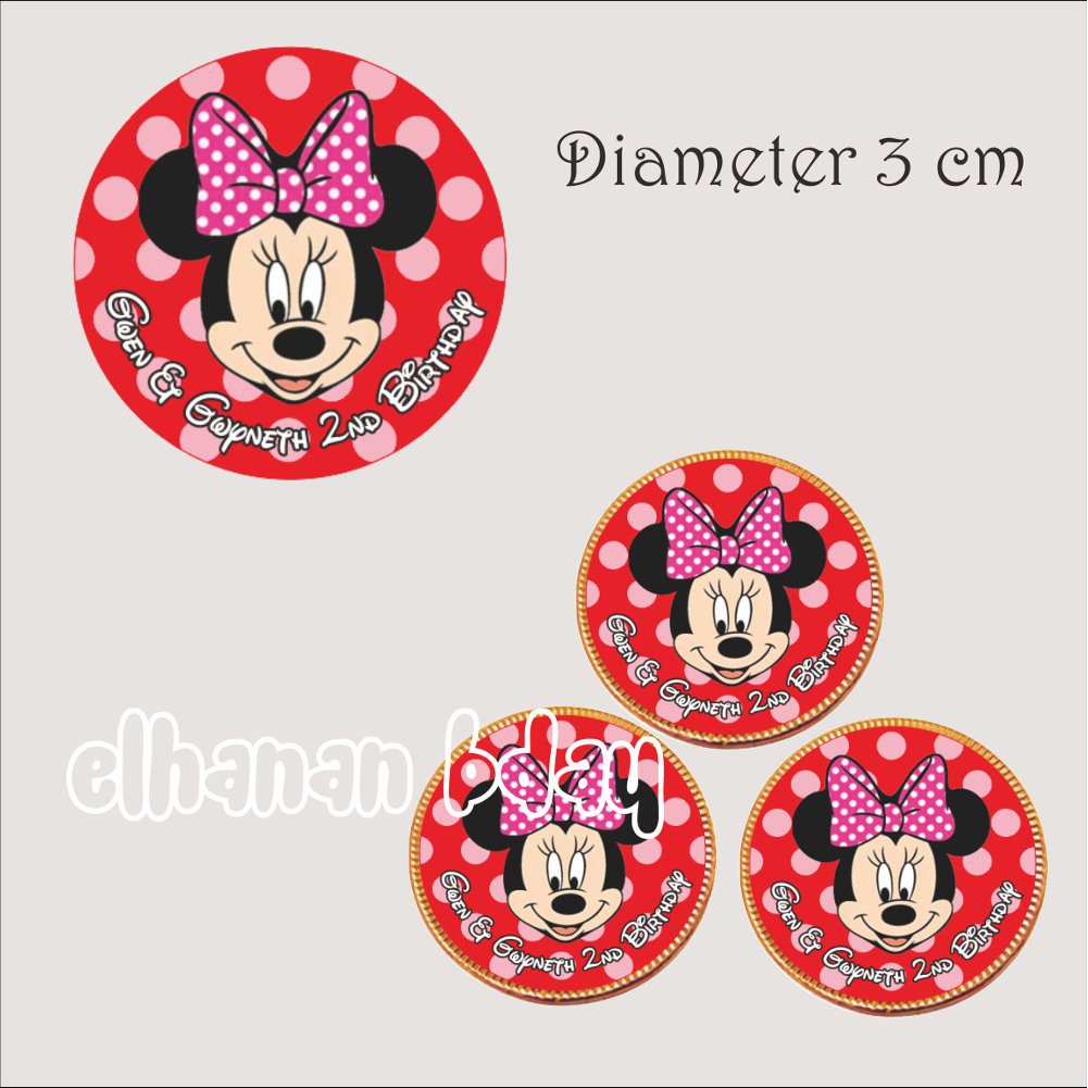 

Promo STIKER COKLAT KOIN ULANG TAHUN DIAMETER 3 CM TEMA MINNIE Murah