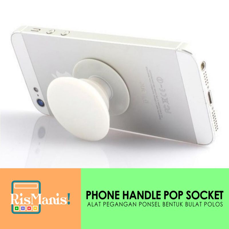 PHONE HANDLE POP SOCKET - Pegangan Holder Handphone Penyangga HP Pengait Kabel Headset Bulat Polos