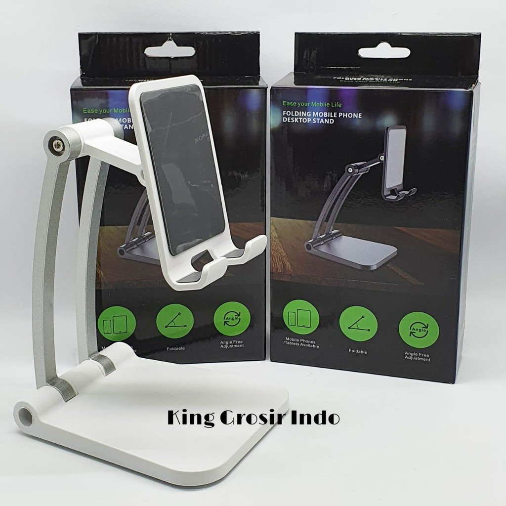 Dudukan HP / Holder HP Full Stainless / FOLDING MOBILE PHONE DESKTOP STAND Kode Q-009