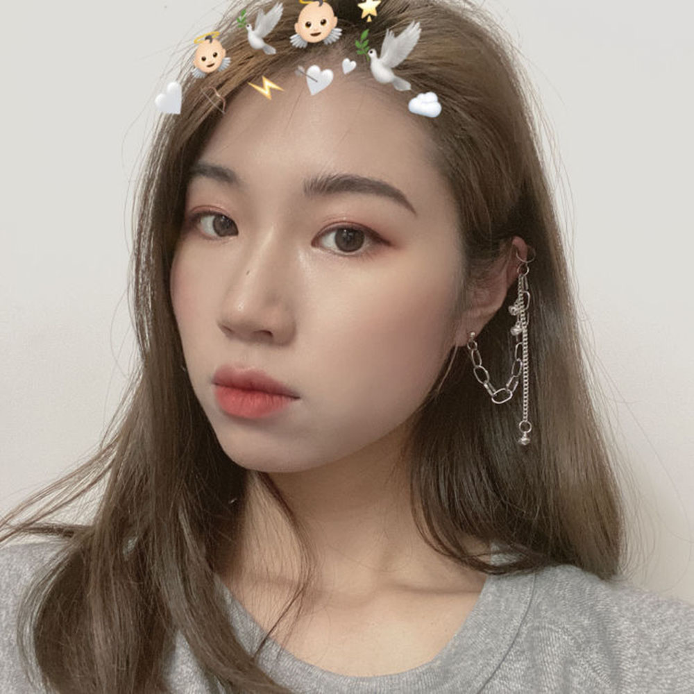 【COD Tangding】1PC Tide Bells Chain Tassel Earring with Earclip Cool Girl Fashion Accessory