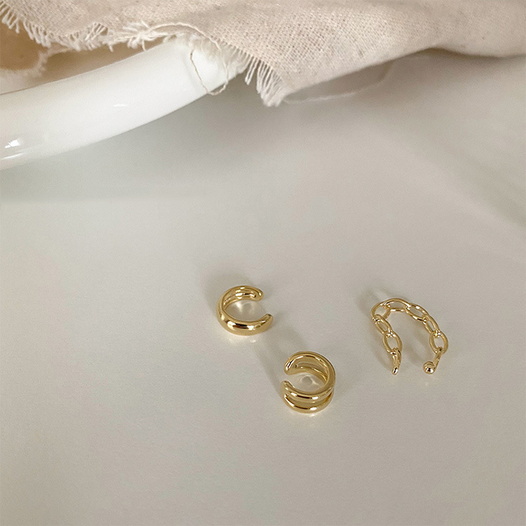 3pcs/Set Ear Clip Korean Ins Ear Bone Clip Without Pierced Female Earrings Temperament Earrings