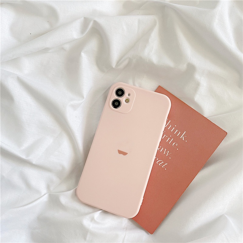 Straight Cube Case iPhone 12 11 7 8 6 6s Plus iPhone X XR XS Max SE 12 11 Pro Max 12mini Soft Silicone Case With Apple Logo