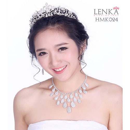 Aksesoris Pesta Pengantin Modern Paket Crown Kalung Anting Wedding Lenka - HMK024