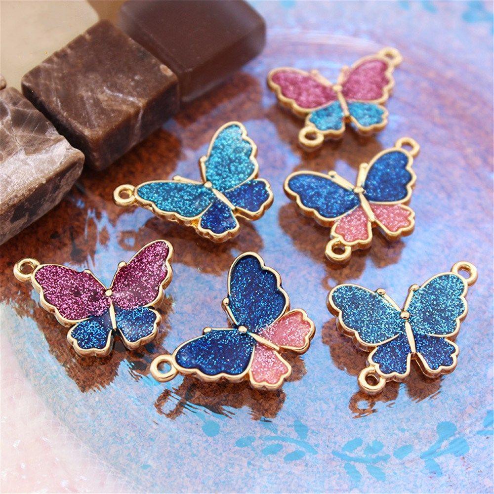 Nanas 10 Pcs Butterfly Shaped Charms Handmade Aksesoris Kalung Temuan Perhiasan Jewelry Making