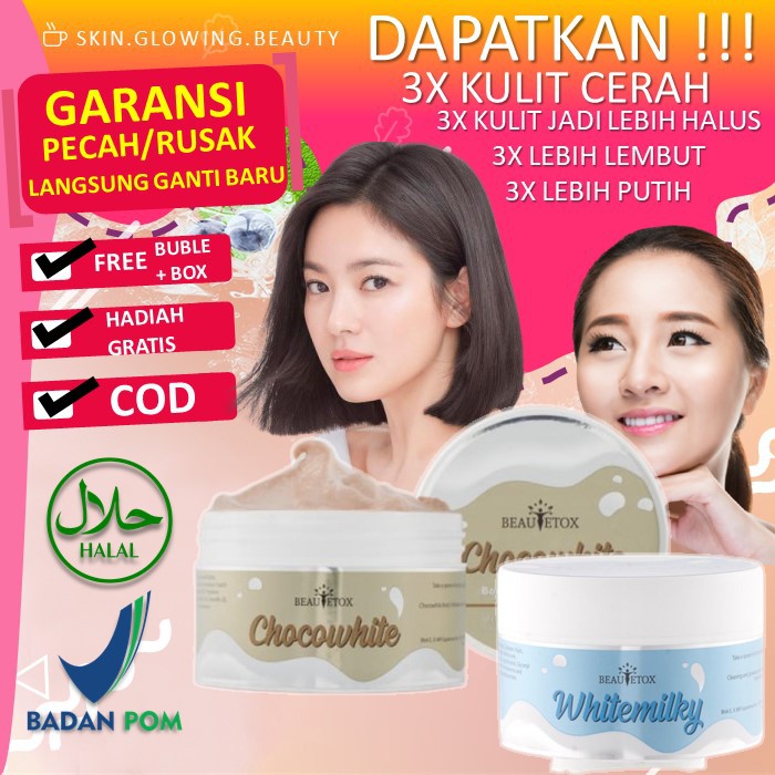 Gluta Collagen Body Scrub Lulur Pemutih Kulit Badan Ampuh Penghilang Bekas Luka Whitening Cream