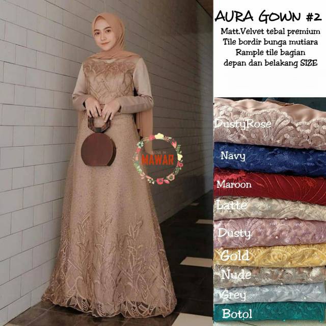 GAMIS BRUKAT GAMIS BROKAT DRESS BRUKAT GAMIS SYARI AURA GOWN GROSIR BAJUU