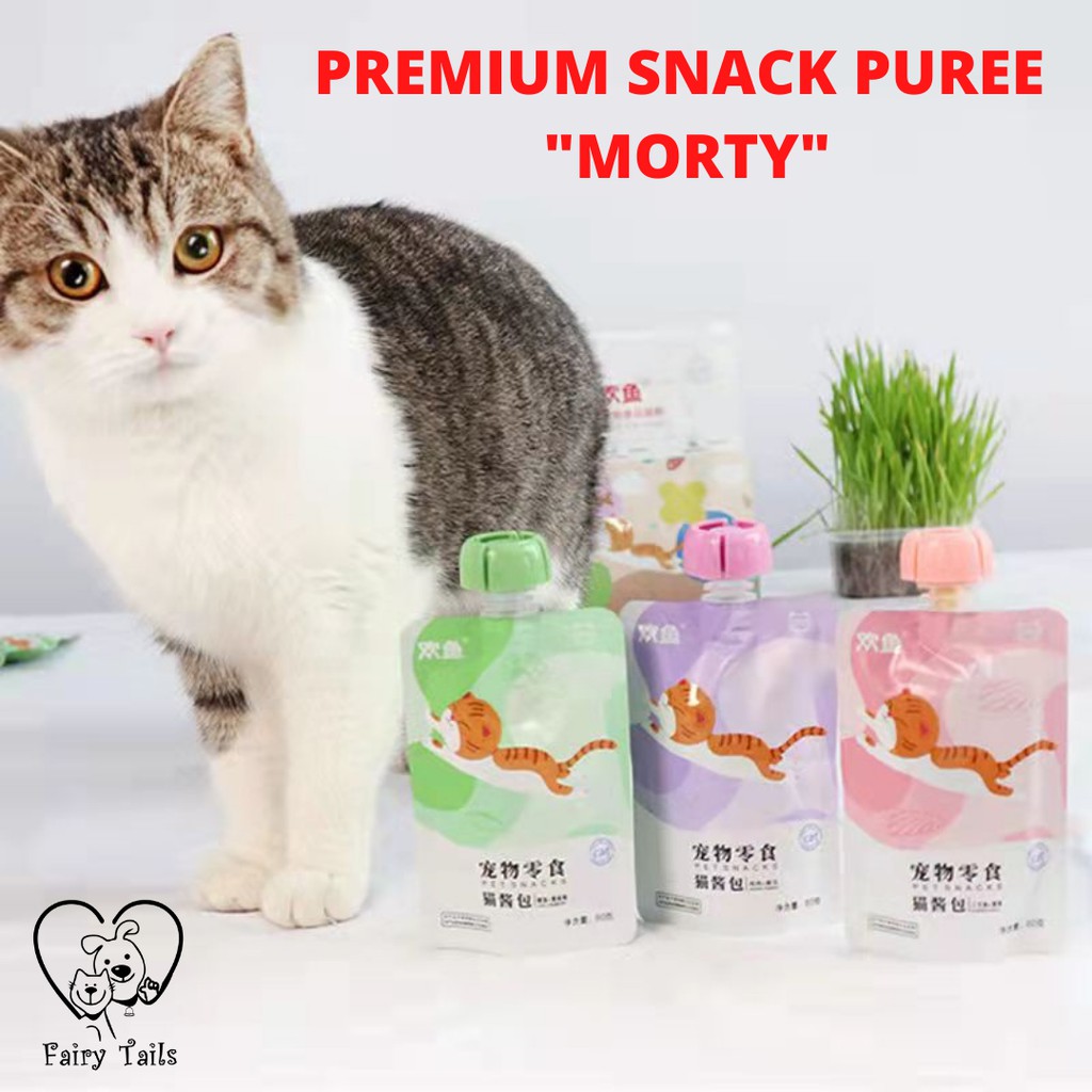 Makanan Basah Snack Jilat Kucing Morty 90 gram Sup Daging  Buah Sayur Segar / Cat Soup Snack Pouch 90 gr