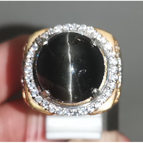 CINCIN BATU AKIK NATURAL SCAPOLITE MATA KUCING HITAM ORIGINAL