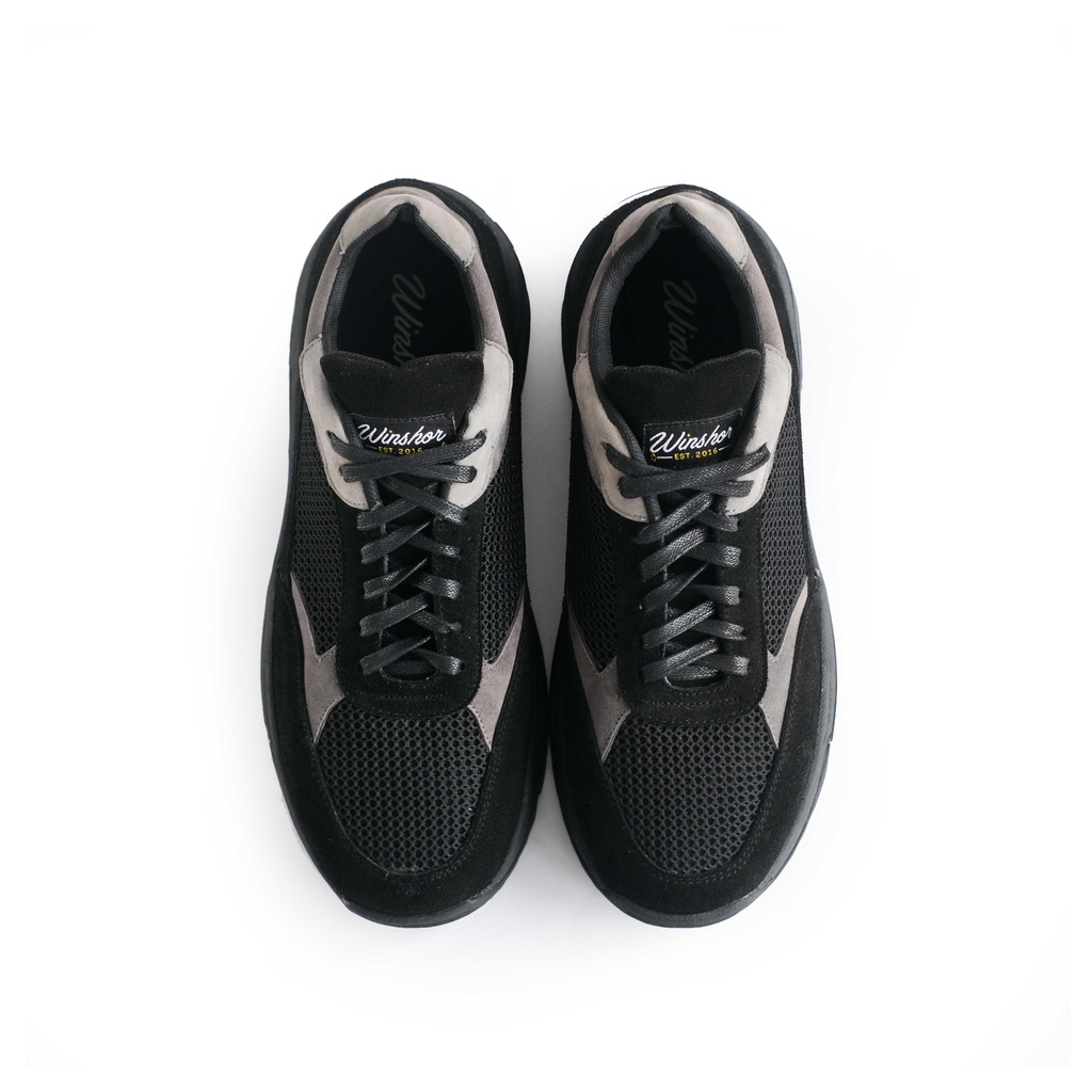 Sepatu Sneakers Kulit - Winshor - Xenon - Black Grey tone