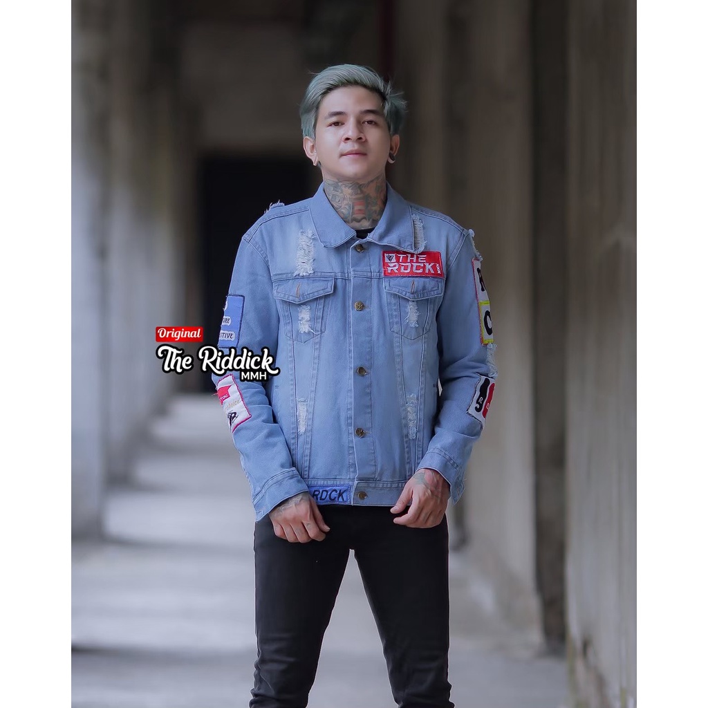 ROCAFELA - Jaket denim Sobek Terbaru 2022 / Jaket Denim Bio Blits / Jaket Pria / Jaket Jeans Bordir Trendi