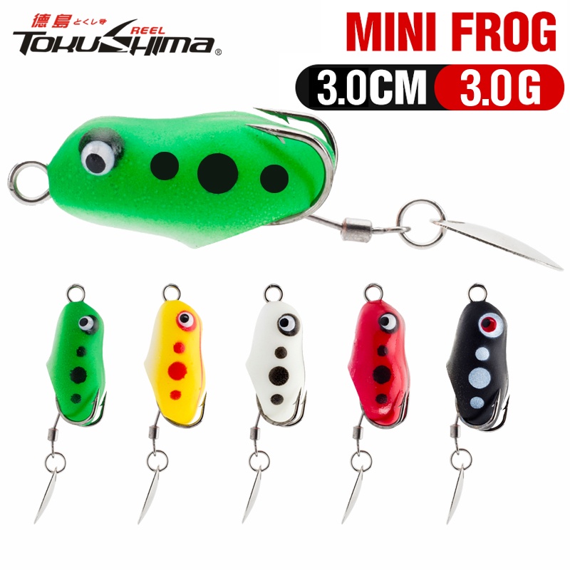 1pc Umpan Pancing Softlure Bentuk Katak Mini 3cm / 3g 5 Warna Dengan Kail Ganda