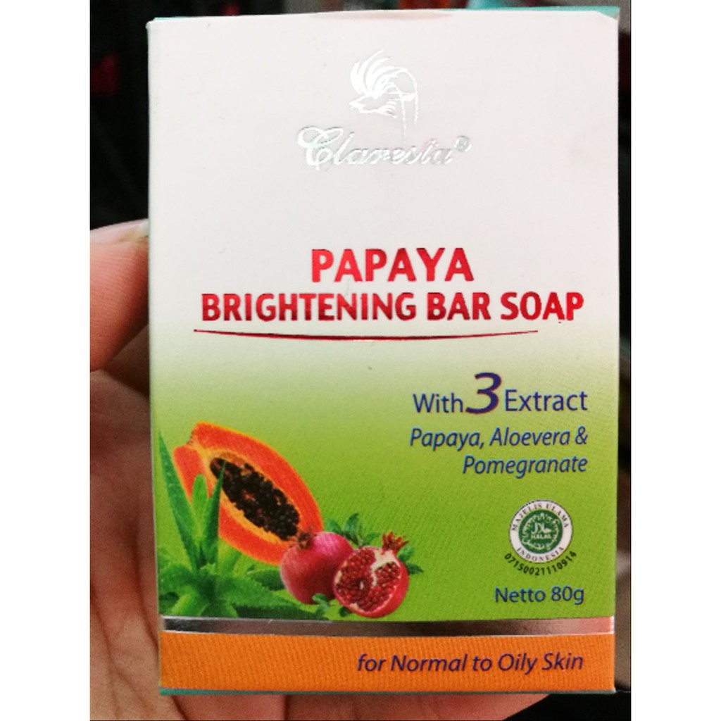 Claresta Papaya Brightening Bar Soap - Sabun Pemutih Wajah Pepaya