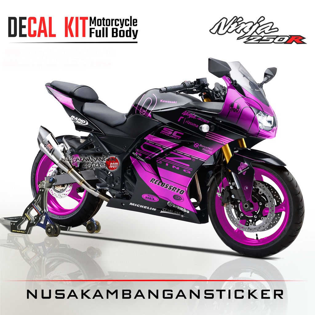 Stiker Ninja 250 Karbu Oz Racing Pink Magenta