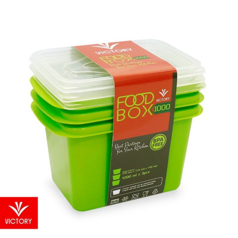 3 pcs FOODBOX 1000 ml Kotak Makan Plastik Victory tersedia / box makan foodgrade