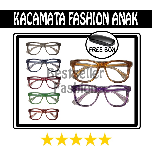 Kacamata fashion bayi balita kids / sunglasses /kacamata gaya frame glitter transparant / retro korean unisex FREECASE