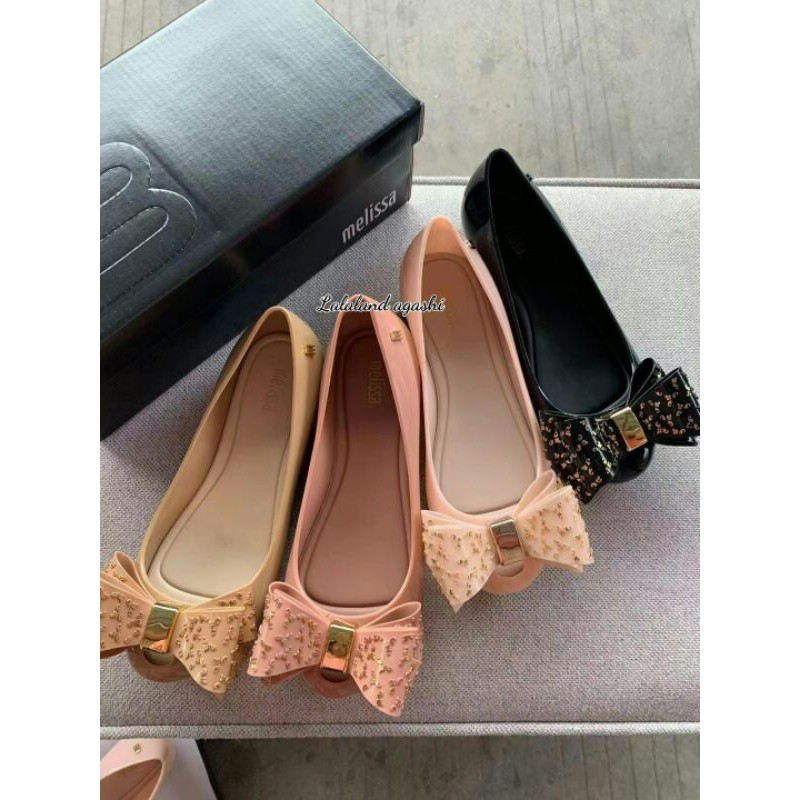 Sepatu Melissa Ultragirl Luxe Bow Ballet Flats KHAKI/ sepatu melissa pita/sepatu melissa cokelat