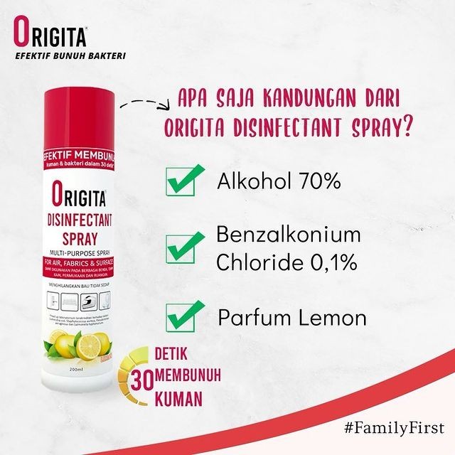 PURBASARI ORIGITA DISINFECTANT SPRAY SERBAGUNA LEMON FRESH - 200ML