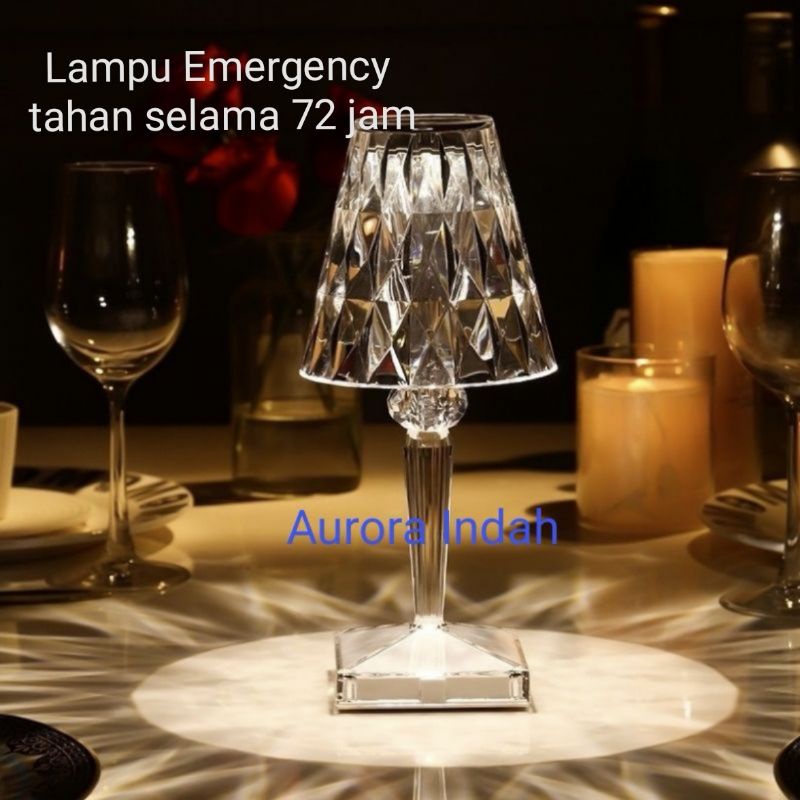 Lampu Meja LED+Emergency Krystal Untuk Kamar tidur/Ruang Tamu