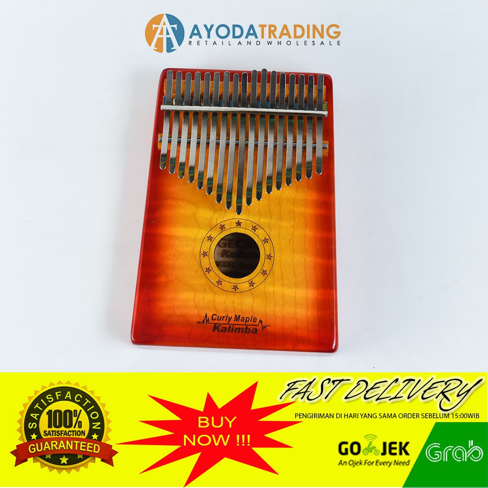 Paket Authentic Gecko Kalimba K17 MC-S Curly Maple Hard Case