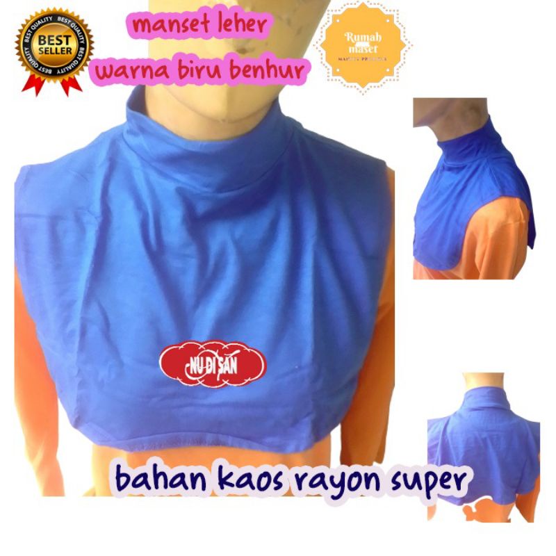 manset leher tinggi premium kaos rayon super warna biru BCA