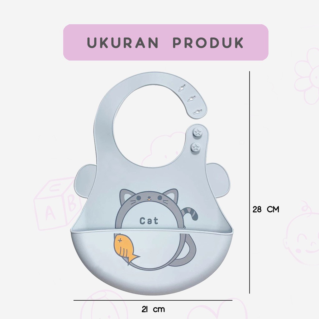 Baby Tiger Celemek Makan Bayi Baby BIB Slabber Full Silikon 254