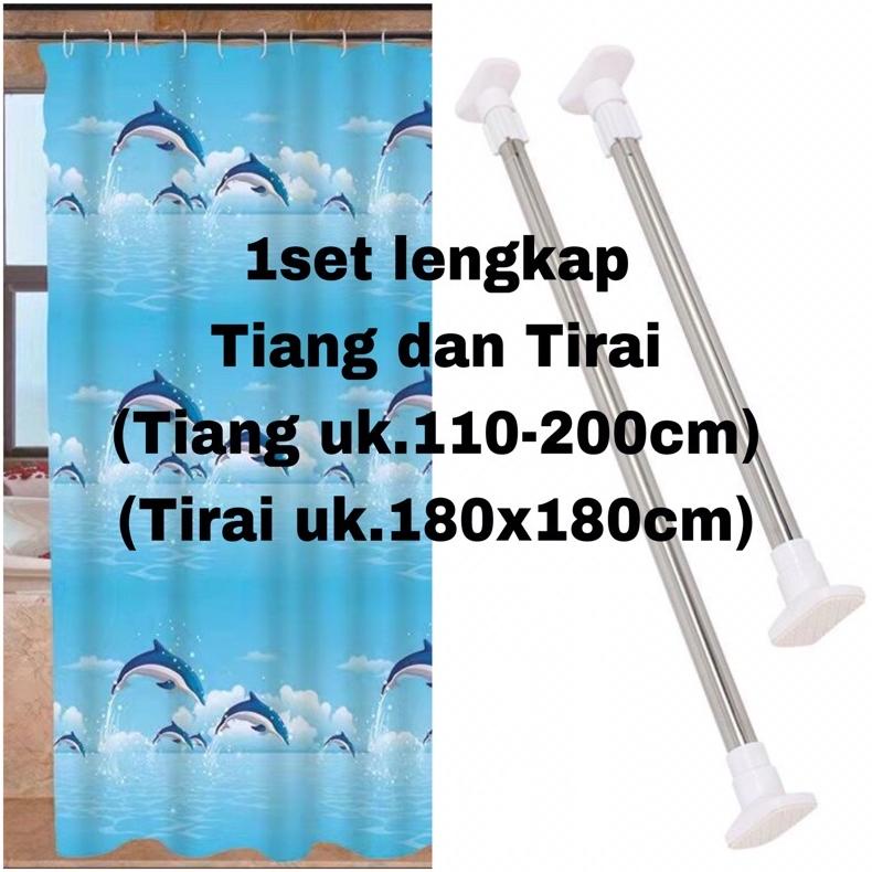 (1 SET) TIRAI KAMAR MANDI PLUS TIANG KAMAR MANDI / TIANG GORDEN+TIRAI SHOWER CURTAIN TERMURAHH...,,,