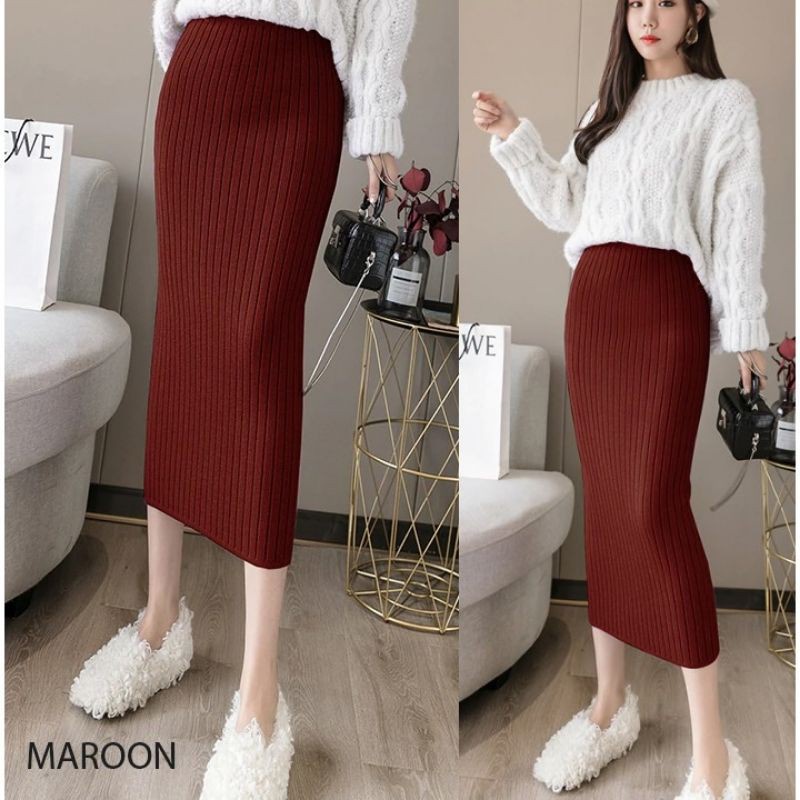 MIDI SKIRT WANITA / Rok Pendek Wanita / Rok Rajut Wanita / mini skirt / pakaia rajut wanita / Rok