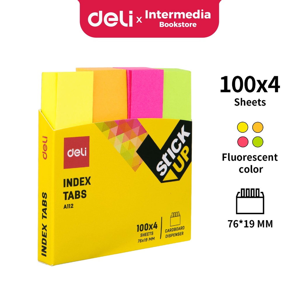 

Deli EA11202 Memo Indeks - Paper Index Tabs 76×19mm 4×100sheet