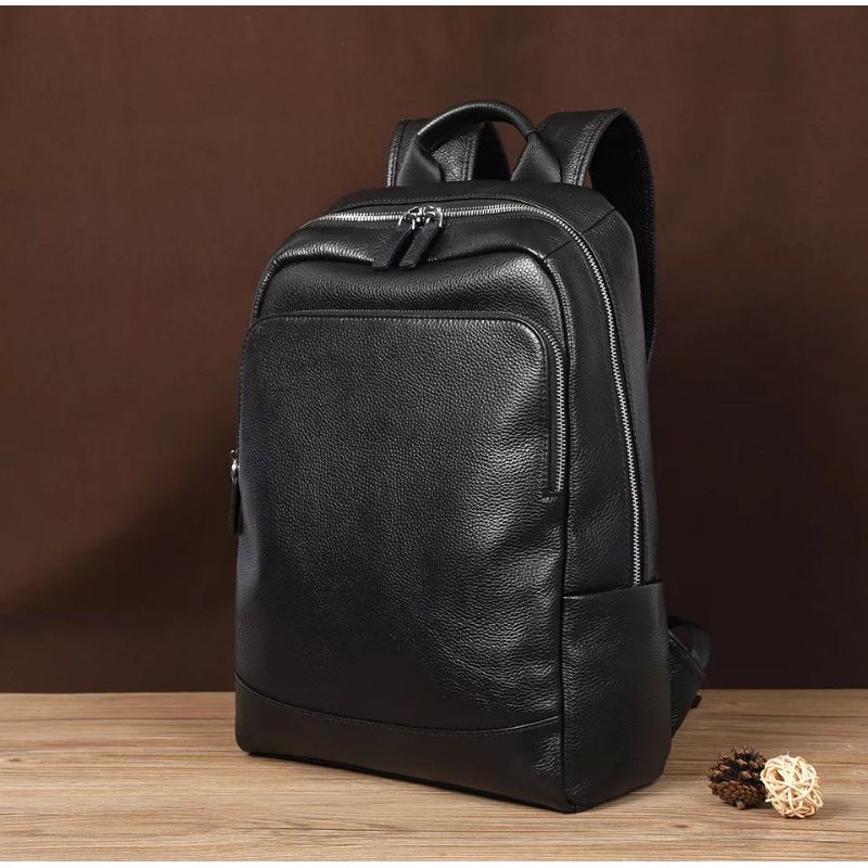 Tas Backpack Pria Kulit Asli Warna Hitam - Tas Ransel Kulit Asli - Ransel Kulit Asli