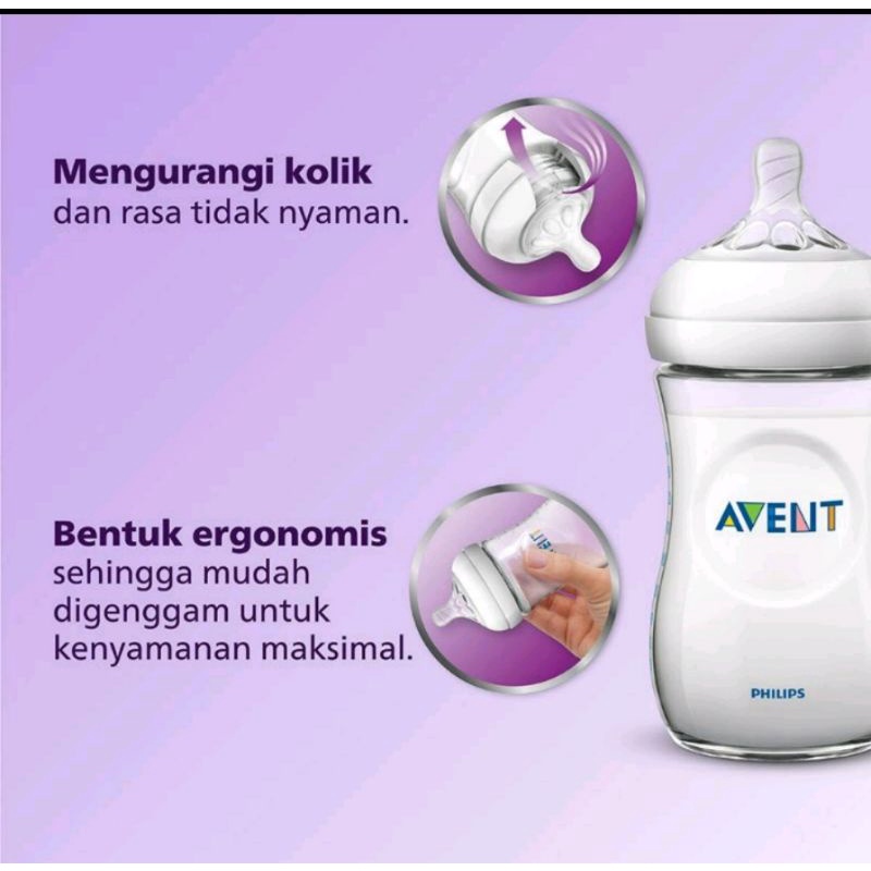 PHILIPS AVENT BOTTLE WIDE NECK NATURAL PUTIH ISI 1 &amp; ISI 2 ( 125ML/260Ml)