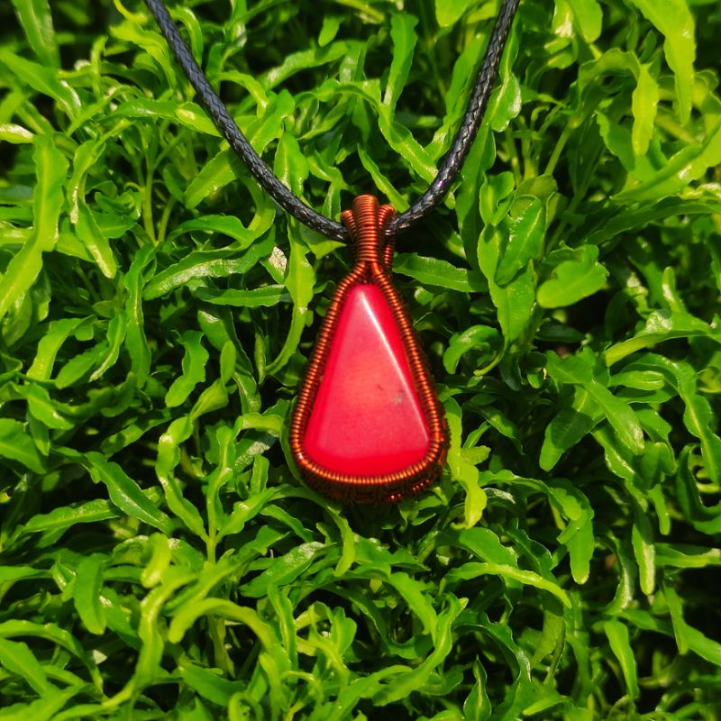 Kalung etnik liontin batu marjan Red coral timur Tengah (N)