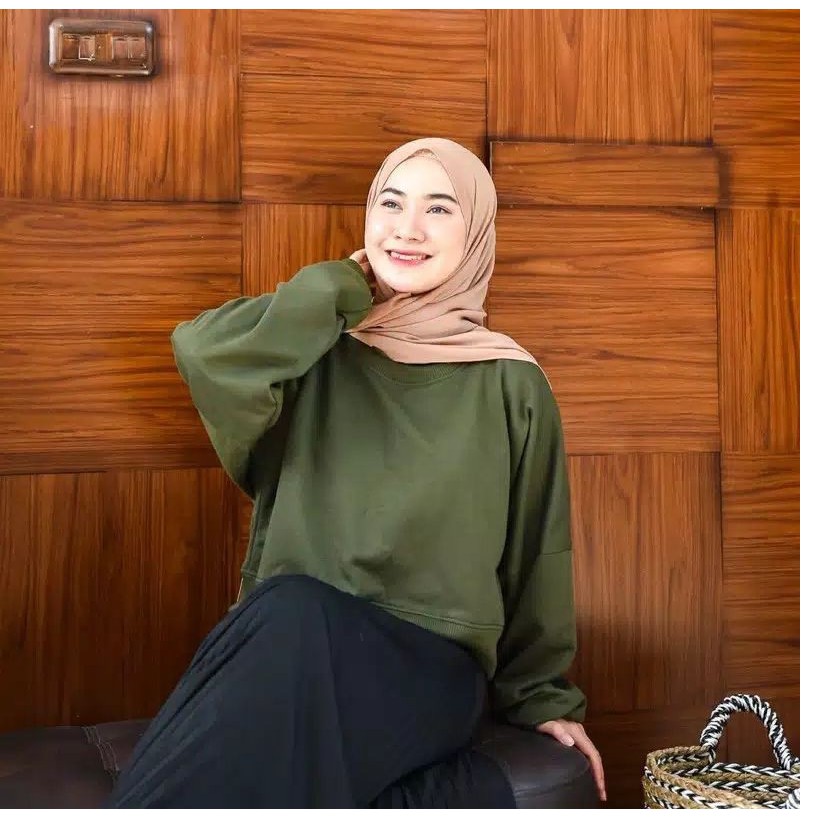 Sweater Polos Basic Wanita Oversize - switer wanita kekinian oversize