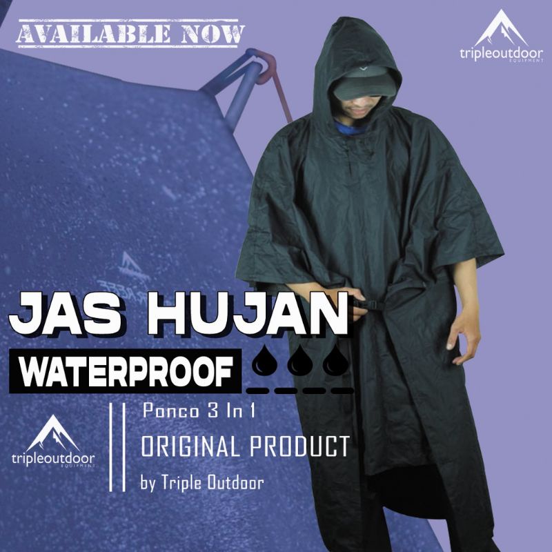 Jas hujan ponco 2 in 1 triple outdoor