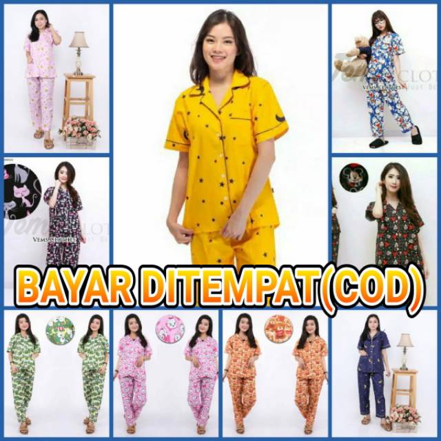 Baju Tidur Wanita Cewek Piyama  Pajamas Motif Murah Piyama  