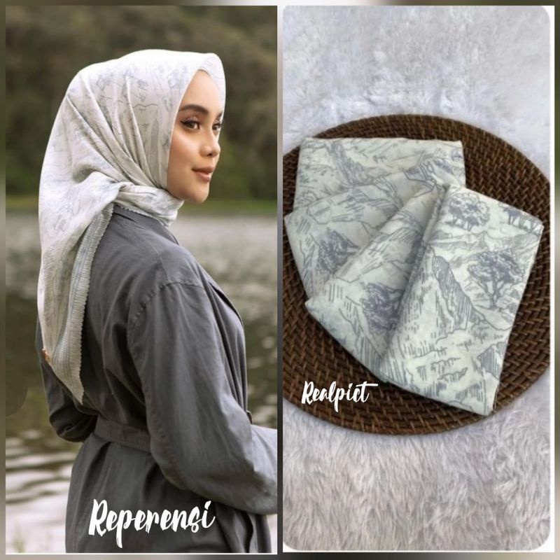 PRODUK TERBARU!! Jilbab Segiempat Voal Motif , Hijab Square Printing Lassercut Premium, Harga Grosir-T044