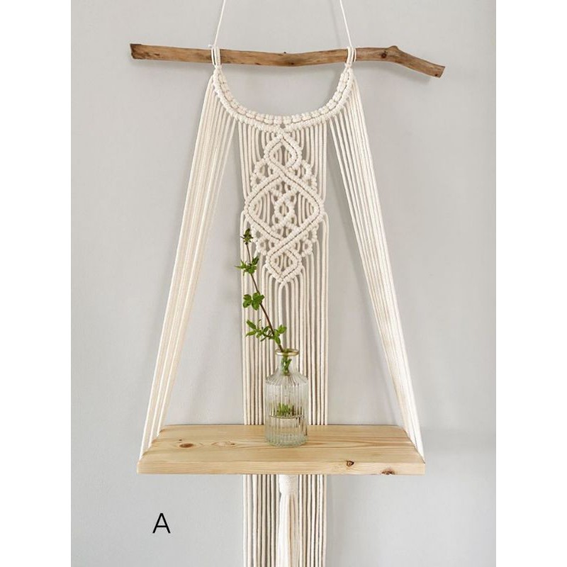 READY STOK) macrame rak kayu/ Macrame ambalan/ rak buku/ Dekorasi rumah