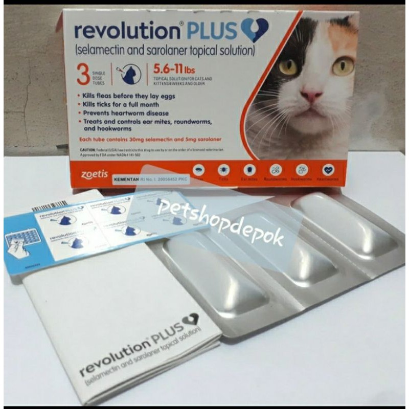 Rrvolution Cat Plus 5,6 -11 lbs 1 box isi 3 tube Obat Tetes Kutu Kucing