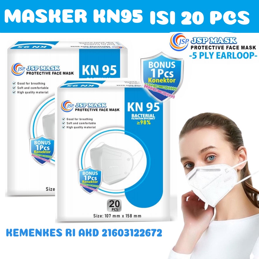 Masker Medis KN95 JSP 5PLY/ Masker JSP JN95 Isi 20PCS FREE 1 KONEKTOR/ JSP Mask 5PLY