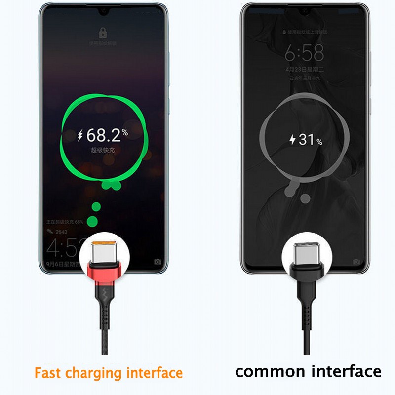 Kabel Data / Charger USB Tipe-C 6A 66W Panjang 1m / 2M Untuk Android / Huawei